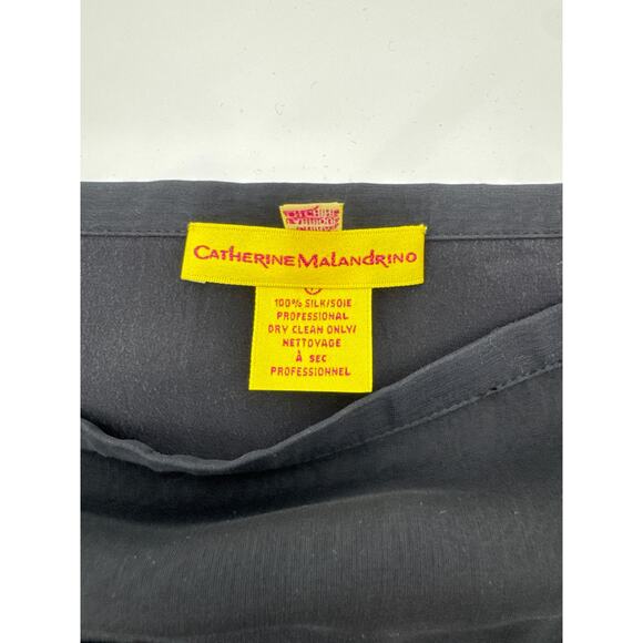 Catherine Malandrino 15.5 inch Black 100% Silk Petal Overlay Skirt Size 8 EUC - Picture 4 of 8